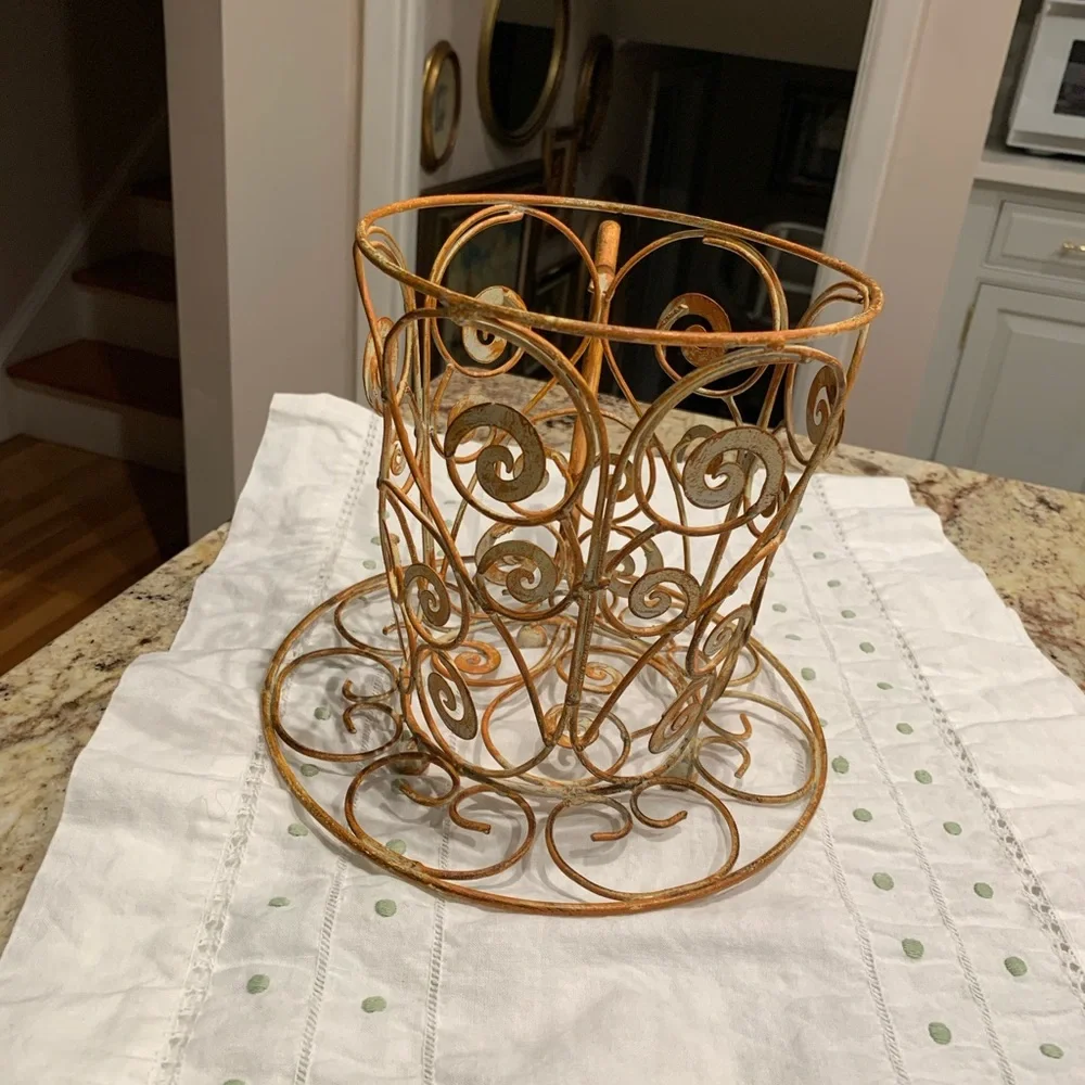 Large metal decorative tea cup